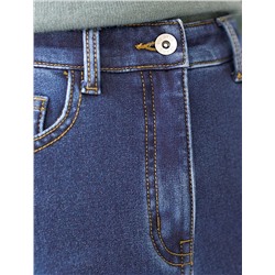 Джинсы-трубы из эластичного денима на флисе