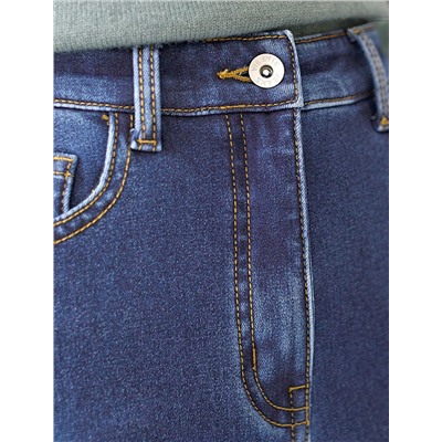 Джинсы-трубы из эластичного денима на флисе