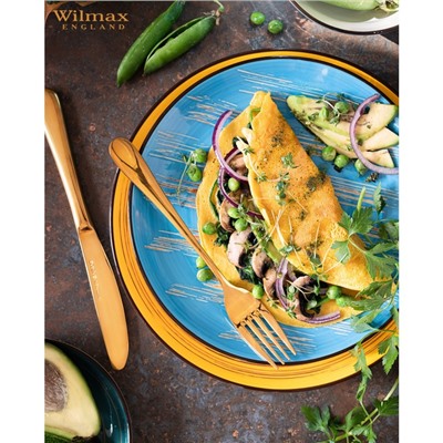 Тарелка фарфоровая десертная Wilmax Scratch, d=17.5 см, цвет голубой