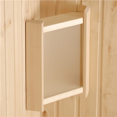 Абажур для бани и сауны, дерево, с настенный, угловой, со вставкой из белого стекла, «Добропаровъ»