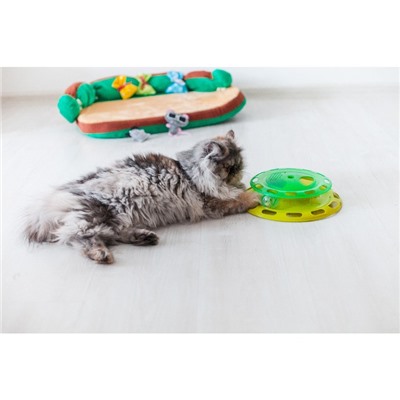 Игровой комплекс для кошек с отсеками для корма и шариком (картонная коробка), микс