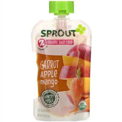 Sprout Organic, Baby Food, 6 Months & Up, Carrot Apple Mango, 3.5 oz (99 g)