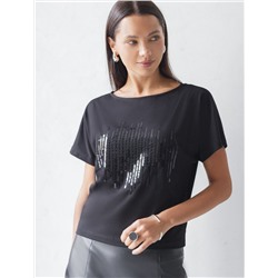 Нарядная футболка с принтом пайетками