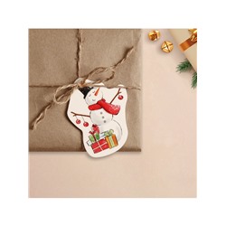 Шильдик на подарок Новый год «Снеговик», 6.5×8 см