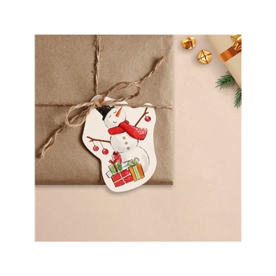 Шильдик на подарок Новый год «Снеговик», 6.5×8 см