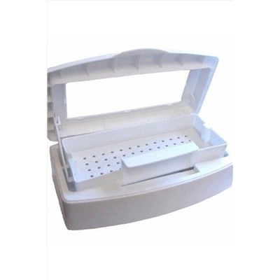 Nail Art Бокс для стерилизации и дезинфекции инструментов с прозрачной крышкой, белый KRISTALLER, 1107280