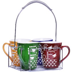 24659 Набор кружек 5пр.340мл на подставке LR (х6)