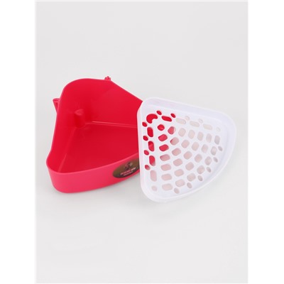 Туалет угловой для кроликов и хорьков, 24×18×11 см, красный