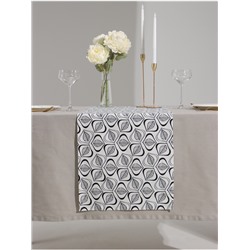 Дорожка на стол «Этель» Leaves 40×149 см, 100% хлопок, саржа 190 г/м², белая/чёрная