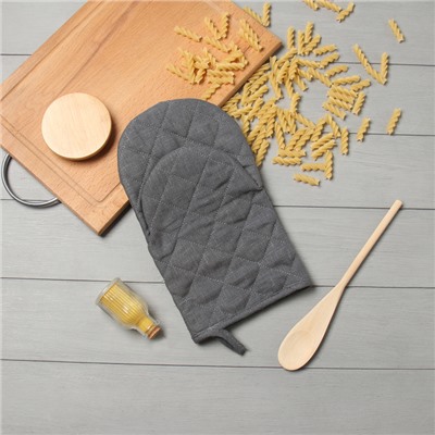 Варежка-прихватка «Этель» ECO grey, 15×28 см, 100% лён, 245 г/м²