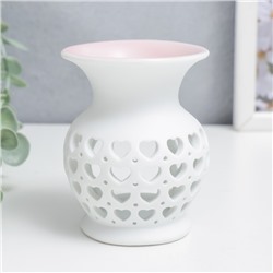 Аромалампа для эфирных масел «Сеточка из сердец», керамика, 9×7.5×7.5 см, МИКС