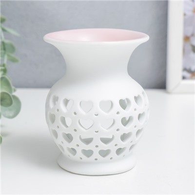 Аромалампа для эфирных масел «Сеточка из сердец», керамика, 9×7.5×7.5 см, МИКС