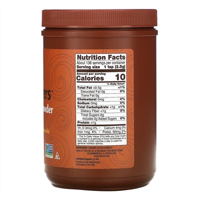 Now Foods, Real Food, Cocoa Lovers, органический какао-порошок, 340 г (12 унций)