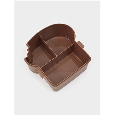Ланч - бокс контейнер для еды Доляна «Завтрак», 3 ячейки, вилка, ложка, 16×15.5×8 см, пластик, коричневый