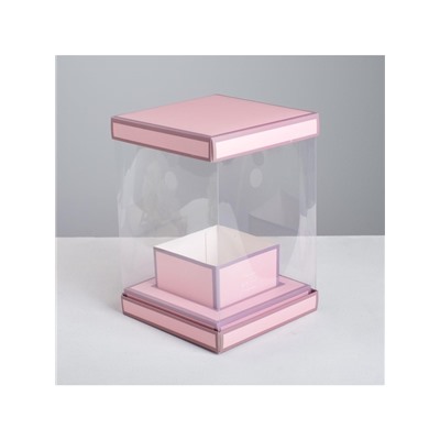 Коробка подарочная для цветов с вазой и пластиковыми окнами складная, упаковка, «Вдохновение», 16×23×16 см