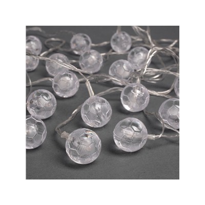 Гирлянда «Нить» 5 м с насадками «Футбольный мяч», IP20, прозрачная нить, 20 LED, свечение мульти (RG/RB), мигание, 220 В