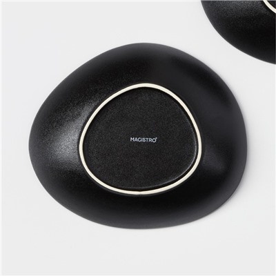 Набор тарелок фарфоровых Magistro Carbon, 21×18,5 см, 2 шт, цвет чёрный