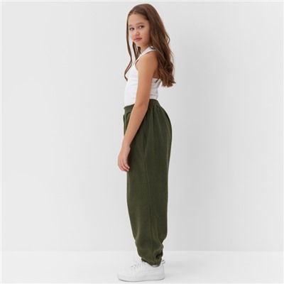 Брюки флисовые для девочки MINAKU: Fleece Soft, зелёные, рост 152 см