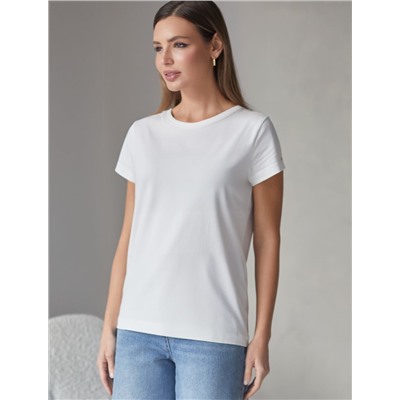 Базовая футболка полуприлегающая из премиального хлопка с эластаном