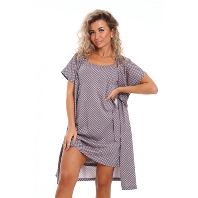 Пеньюар женский с сорочкой Флора 044 (Серый)