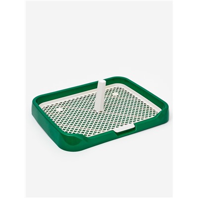 Туалет для собак, 46.5×36×5.5 см, со съёмной решеткой и столбиком, зелёный