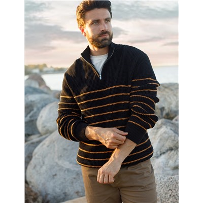 Свитер фактурной крупной вязки с металлической молнией