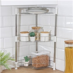 Этажерка настольная угловая 3-х секционная, 38.5×27.5×54.5 см, хром