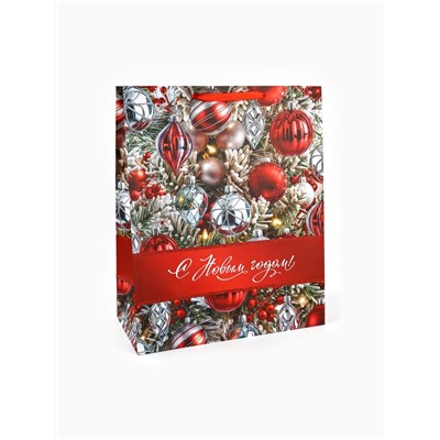 Пакет новогодний ламинированный подарочный «С новым годом», XL 40×49×19 см