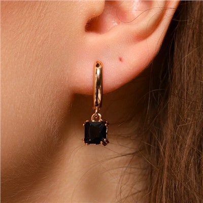 Серьги ювелирная бижутерия коллекция "Дубай" покрытие позолота, вставка: фианиты, цвет: черный, арт.314.342