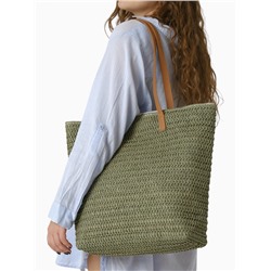 Сумка пляжная на молнии, на подкладке, 47×14×35 см, однотонная, зелёная