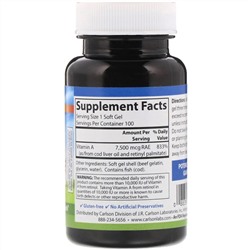 Carlson Labs, витамин A, 25 000 МЕ, 100 мягких таблеток
