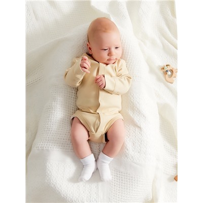 Боди детское с длинным рукавом MINAKU Nature, рост 62-68 см, бежевое