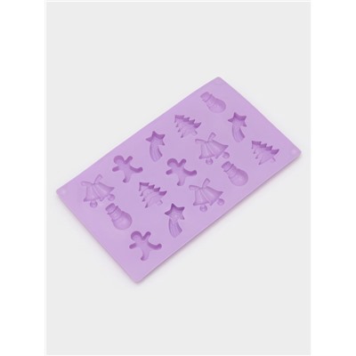 Форма для конфет и шоколада новогодняя Доляна «Ёлочки - иголочки», силикон, 30×17.3×1.3 см, 15 ячеек, сиреневая