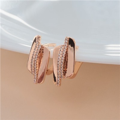 Серьги пластины ювелирная бижутерия коллекция "Дубай", покрытие позолота, вставка: фианиты, цвет: прозрачный, арт.213.545