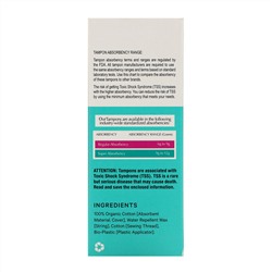 The Honey Pot Company, 100% Organic Super Tampons, 18 Count