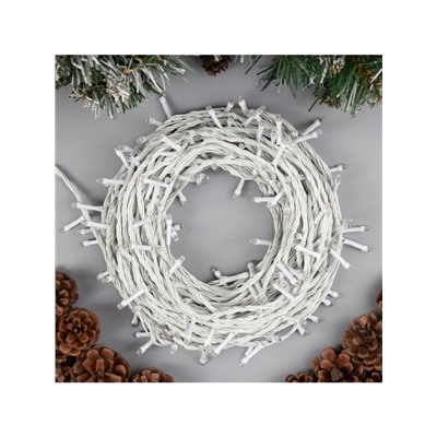 Гирлянда «Нить» 20 м, IP20, белая нить, 200 LED, свечение зелёное, 8 режимов, 220 В