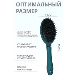 Расчёска массажная, 7.5×24.5 (±1) см, бирюзовая