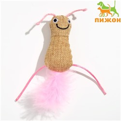 Мягкая игрушка для кошек с кошачьей мятой и пуховым хвостом «Гусеница», розовая