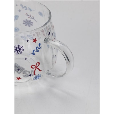 Кружка новогодняя стеклянная «Новогодний паттерн», 350 мл