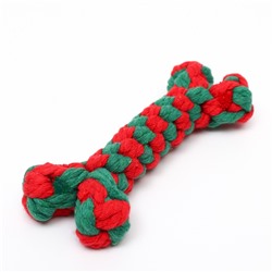 Игрушка канатная «Новогодняя кость», до 15 см, до 60 г, зелёная/красная