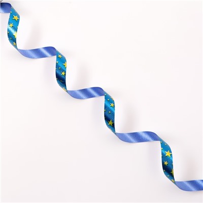 Лента для декора и подарков новогодняя новогодняя «Звезды», 1.2 см × 45 м, синий.