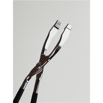 Пинцет в форме ножниц, прорезиненные ручки, 8 см, чёрный, серебристый