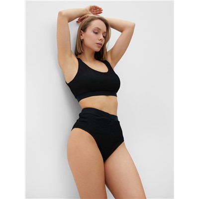 Купальник раздельный фактурный с топом женский MINAKU, размер 42, чёрный