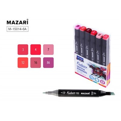 Набор   6 скетч маркеров двусторонних "FANTASIA" Pink colors (розовые цвета) 3.0-6.2мм M-15014-6A Mazari