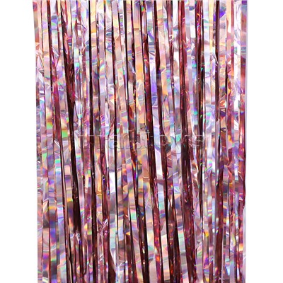Занавес Дождик Электрик, Розовое Золото, Голография, 100*200 см, 1 шт.