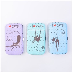 Набор маникюрный «Кошечки», 6 предметов, в футляре, рисунок и цвет МИКС