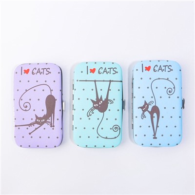 Набор маникюрный «Кошечки», 6 предметов, в футляре, рисунок и цвет МИКС