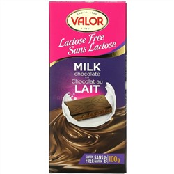 Valor, Молочный шоколад, без лактозы, 3,5 унции (100 г)