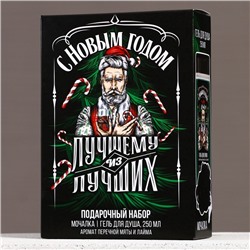 Подарочный набор новогодний «Лучшему из лучших»: гель для душа 250 мл и мочалка для тела, Чистое счастье