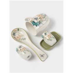 Подставка под ложку Доляна «Цветы», 22.3×7.1×2.7 см, доломит, белая